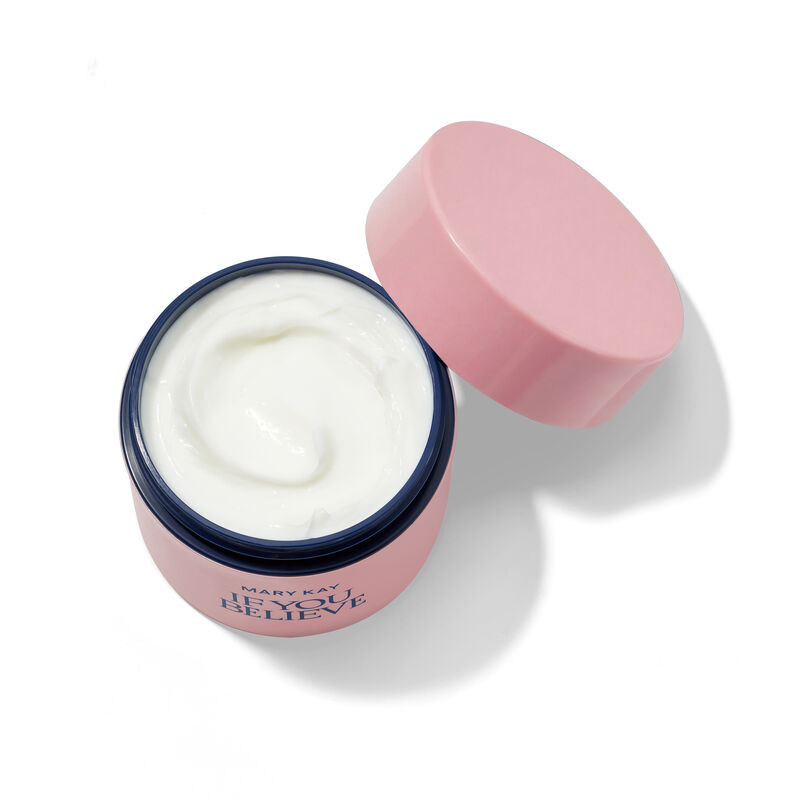 Limitededition If You Believe Body Souffle jar with lid off and creamy texture exposed