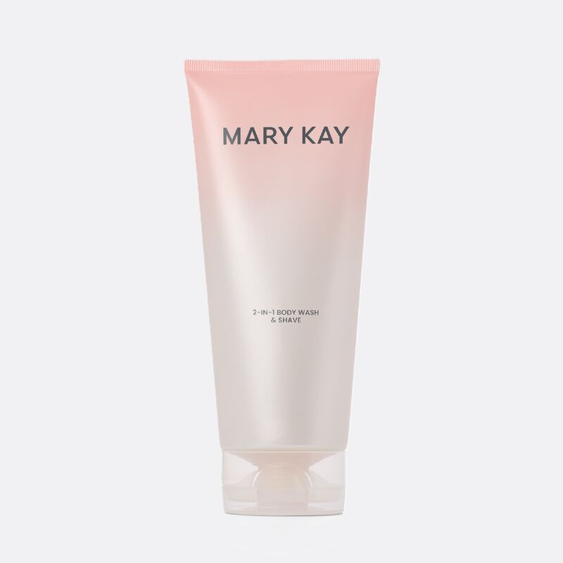 Mary Kay 2 in 1 Body Wash  Shave tube standing upright against a gray background